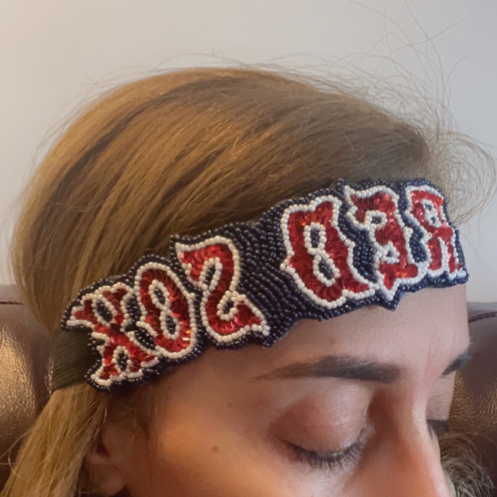 Boston Red Sox sequined and beaded headband